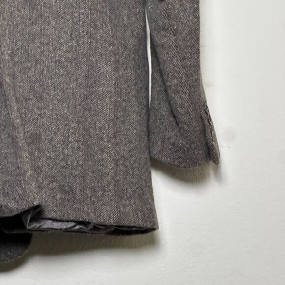 VTG Cricketeer Wool Blazer Sport Coat Jacket Men 46 Herringbone Brown 90s Formal - Picture 15 of 16